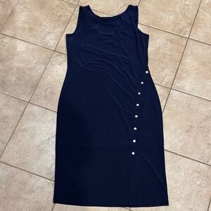White House Black Market Navy Midi Dress with Stud Accents
